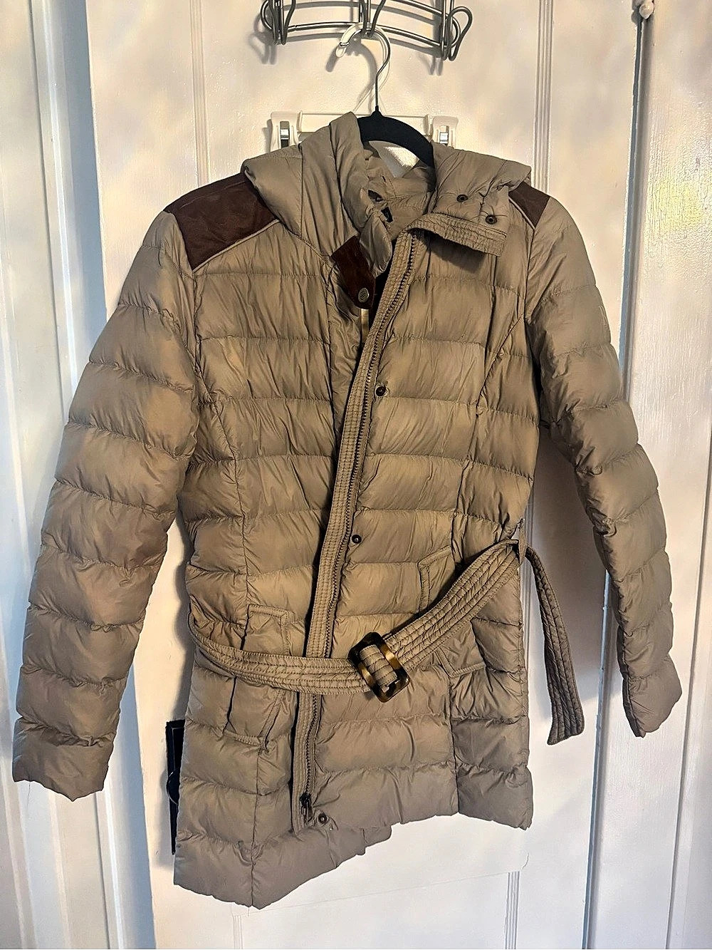 Lauren Ralph Lauren Belted Hooded Quilted Puffer Coat Puffer Coat in Brown